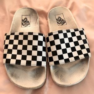 Classic Checkered vans slides, size 7